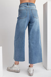 Braxton Button Fly Stretch Denim Wide Leg Crop Pant Jeans