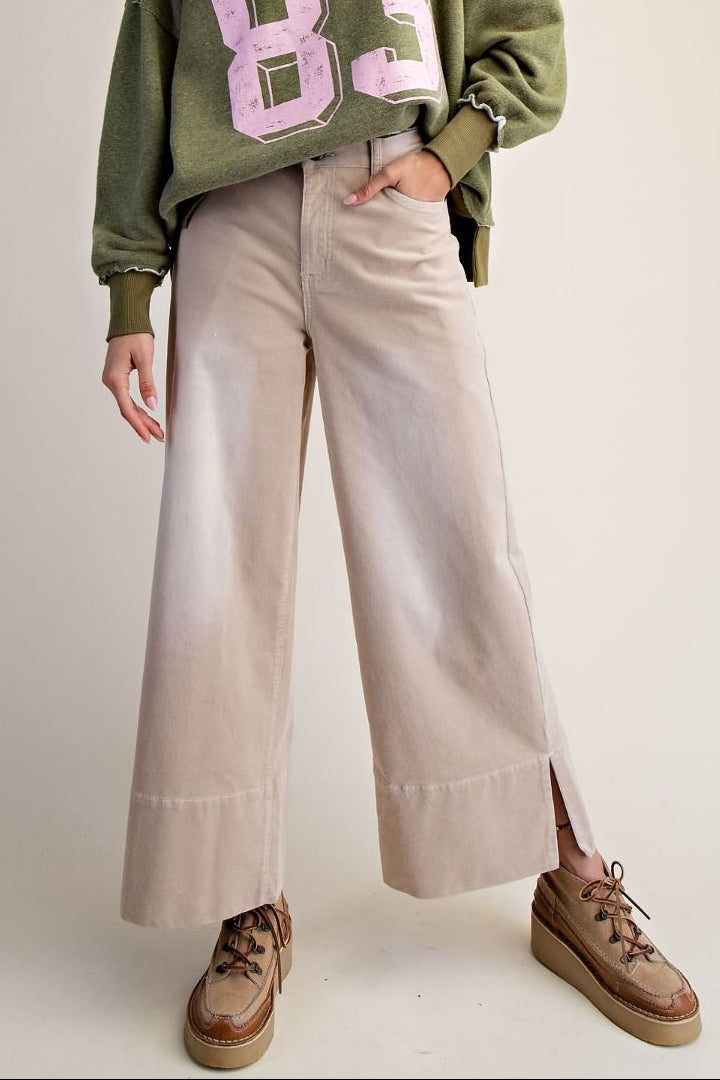 Dickens Washed Corduroy Cropped Wide Leg Pants
