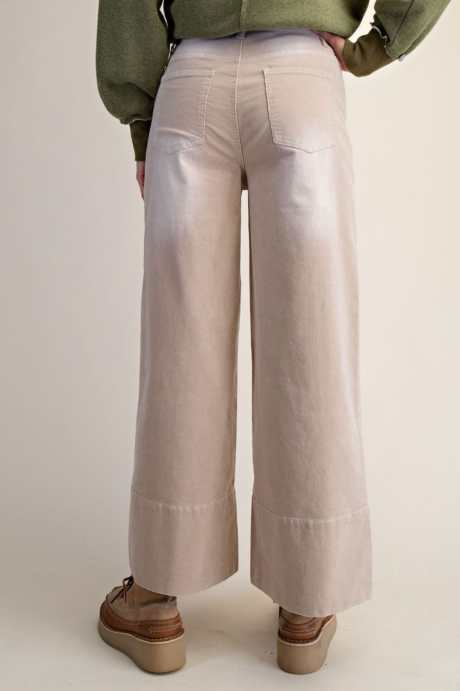 Dickens Washed Corduroy Cropped Wide Leg Pants