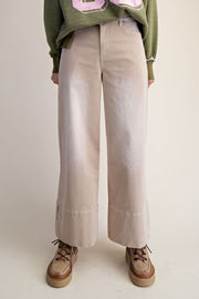 Dickens Washed Corduroy Cropped Wide Leg Pants