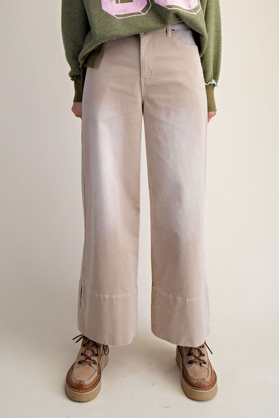Dickens Washed Corduroy Cropped Wide Leg Pants
