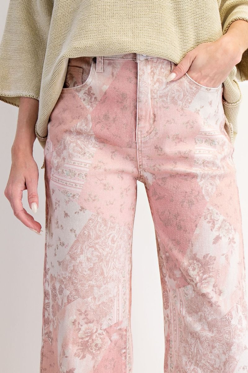 Vintage Roses Floral Patchwork Printed Pants
