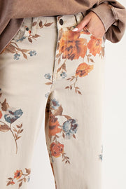 Rosanna Floral Print Wide Leg Twill Pants
