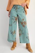 Rosanna Floral Print Wide Leg Twill Pants