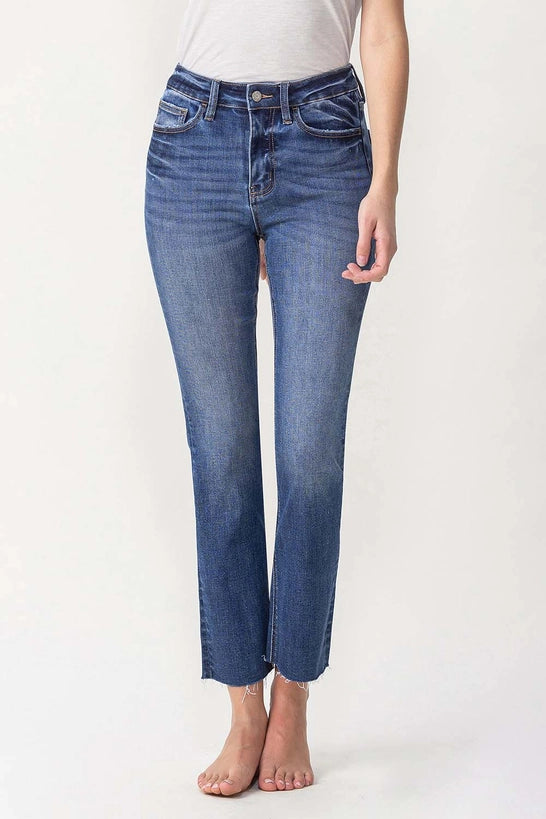 Clyde High Rise Slim Straight Raw Hem Ankle Crop Jeans