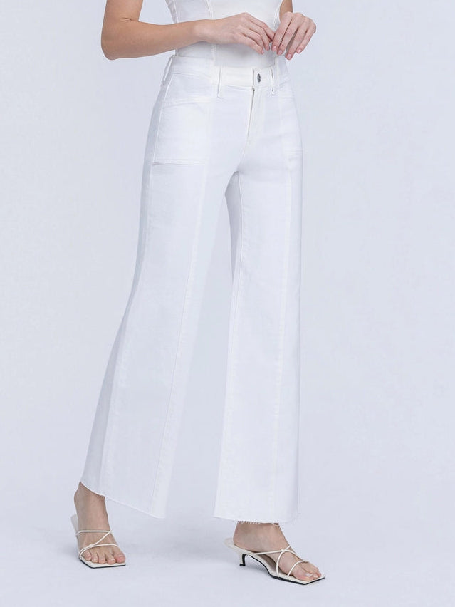 White Noise High Rise Stacked Waistband Wide Leg Jeans