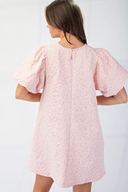 Flora Puff Sleeves Jacquard Dress