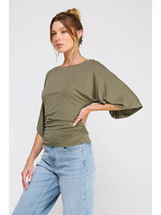 Angelise Kimono Sleeve Side Cinch Top