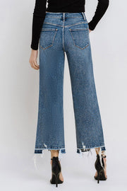 Poison Super High Rise Wide Leg Destroyed Crop Jeans