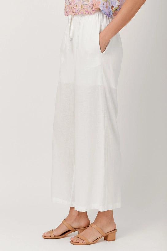 Pamela Drawstring Waist Linen Wide Leg Pants