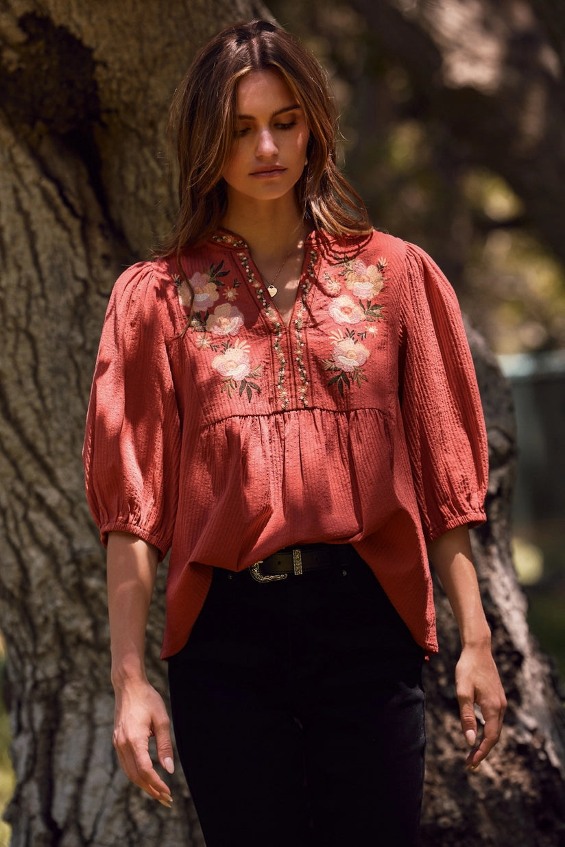 Najara Embroidered Front Blouse