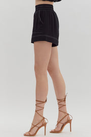 Etta Black High Waist Pull-On Shorts