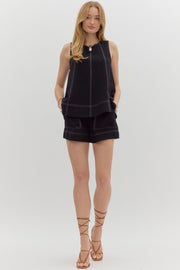 Etta Black High Waist Pull-On Shorts