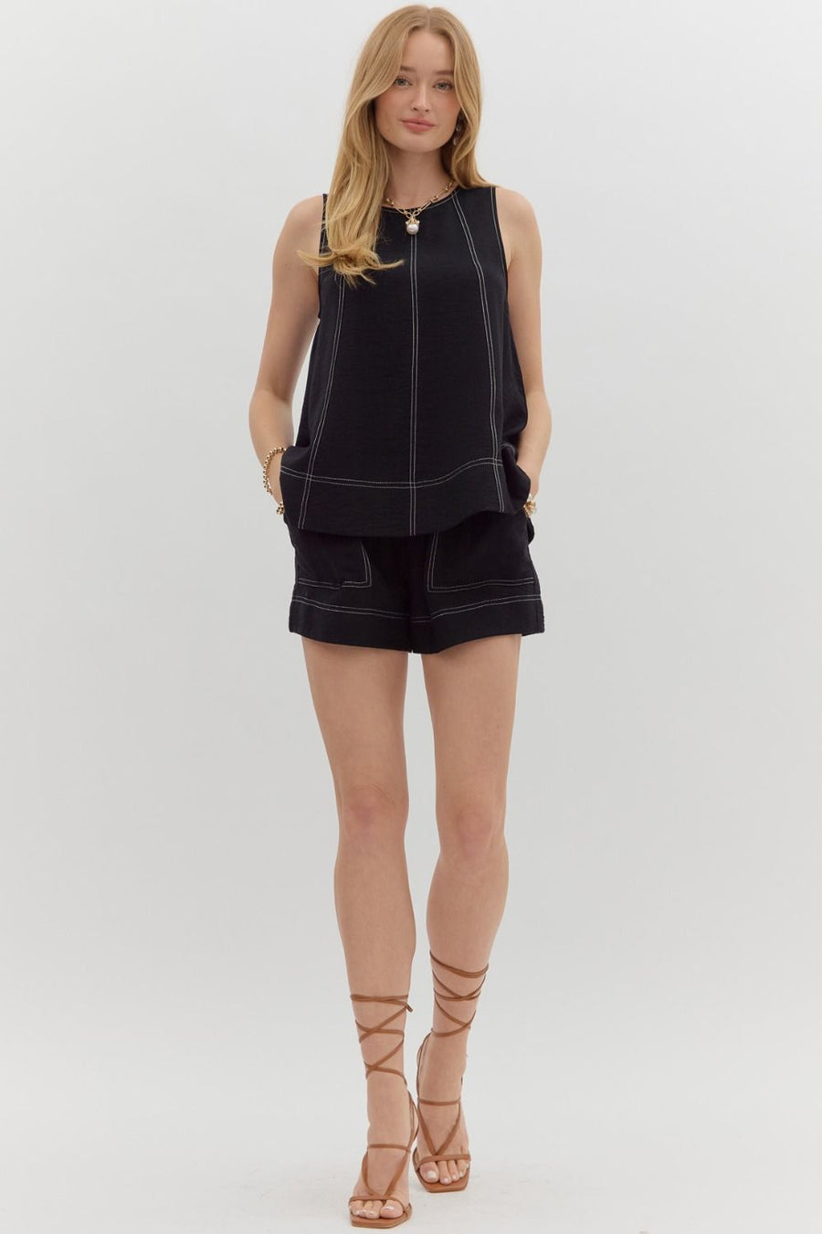 Etta Black High Waist Pull-On Shorts