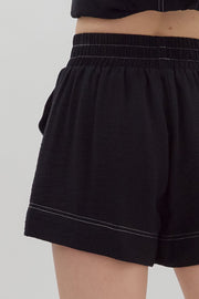 Etta Black High Waist Pull-On Shorts