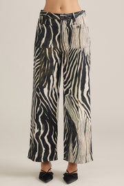 Ziggy Zebra Print High Rise Slim Wide Leg Crop Pants