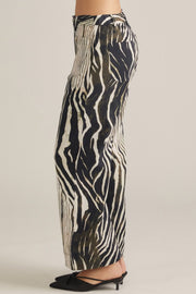 Ziggy Zebra Print High Rise Slim Wide Leg Crop Pants