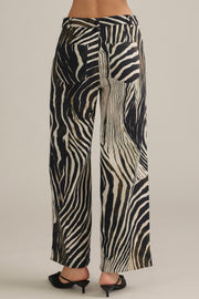 Ziggy Zebra Print High Rise Slim Wide Leg Crop Pants