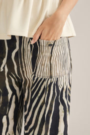 Ziggy Zebra Print High Rise Slim Wide Leg Crop Pants