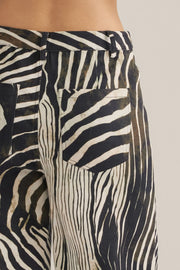 Ziggy Zebra Print High Rise Slim Wide Leg Crop Pants