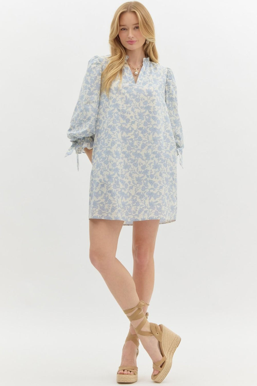 Lily Floral Toile Print Pullover Mini Dress