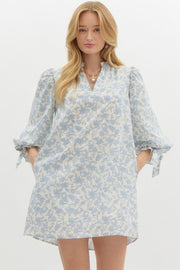 Lily Floral Toile Print Pullover Mini Dress