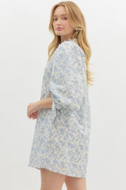 Lily Floral Toile Print Pullover Mini Dress