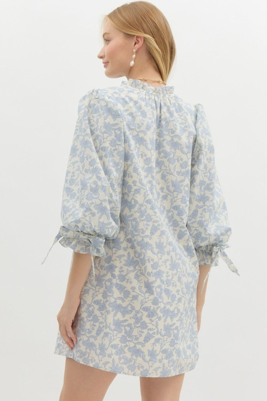 Lily Floral Toile Print Pullover Mini Dress