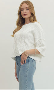 Jaclyn Half Sleeve Cable Knit Pullover Top