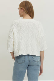 Jaclyn Half Sleeve Cable Knit Pullover Top