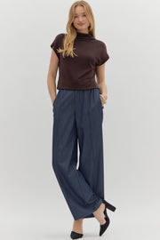 Vicky Solid Knit Mock Neck Pullover Top