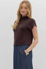 Vicky Solid Knit Mock Neck Pullover Top