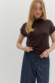 Vicky Solid Knit Mock Neck Pullover Top