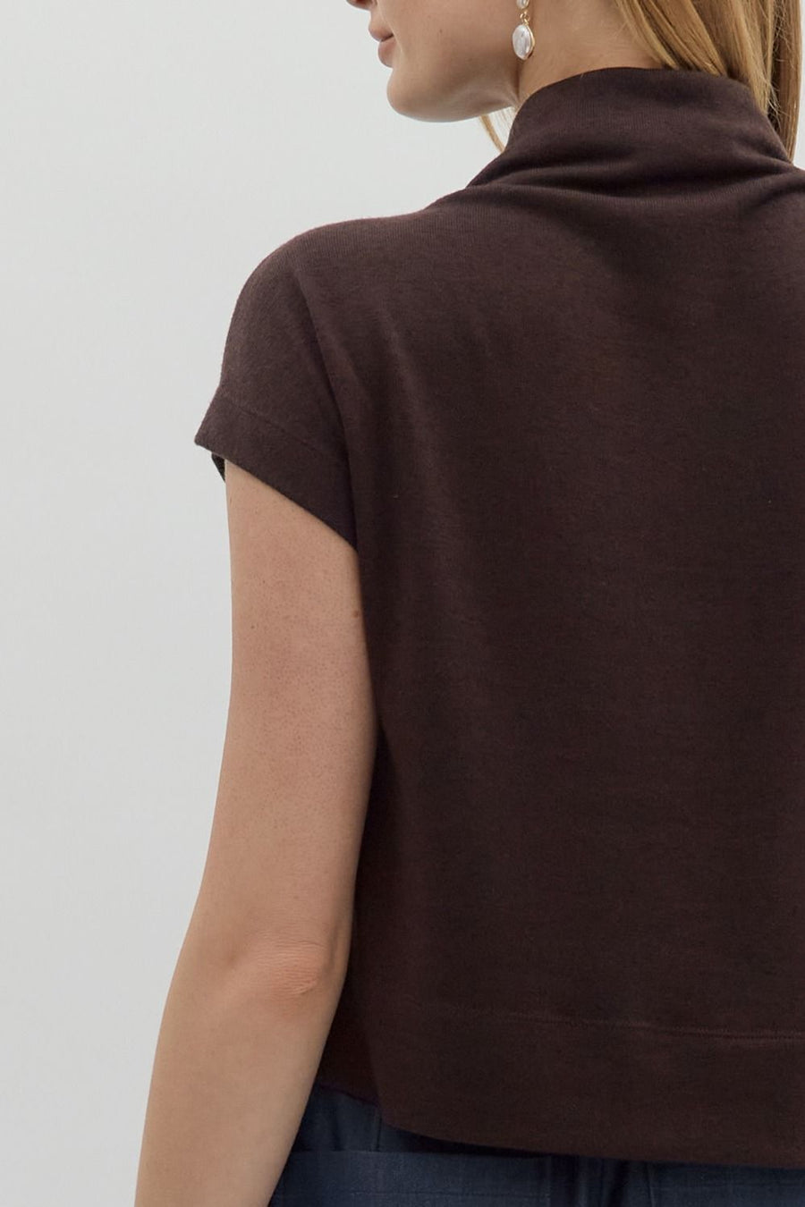 Vicky Solid Knit Mock Neck Pullover Top