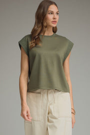 Ariel Round Neck Cap Sleeve Top