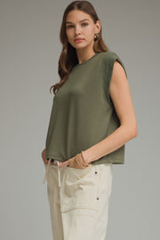 Ariel Round Neck Cap Sleeve Top