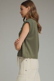 Ariel Round Neck Cap Sleeve Top