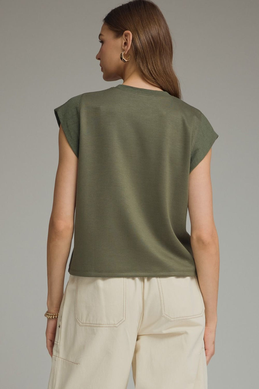 Ariel Round Neck Cap Sleeve Top