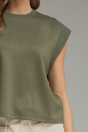 Ariel Round Neck Cap Sleeve Top