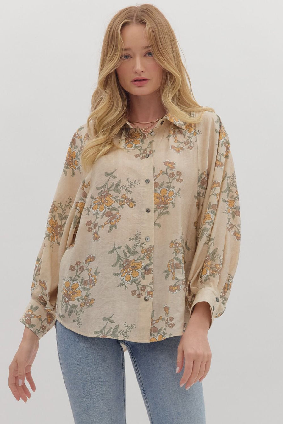 Cassandra Floral Print Long Sleeve Top