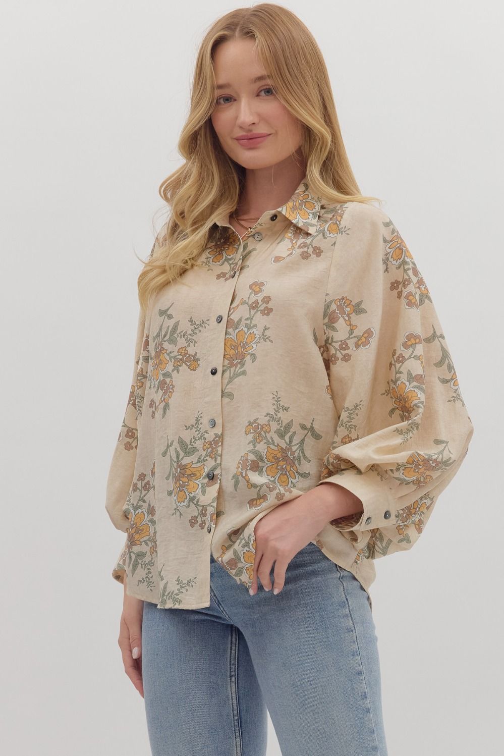 Cassandra Floral Print Long Sleeve Top