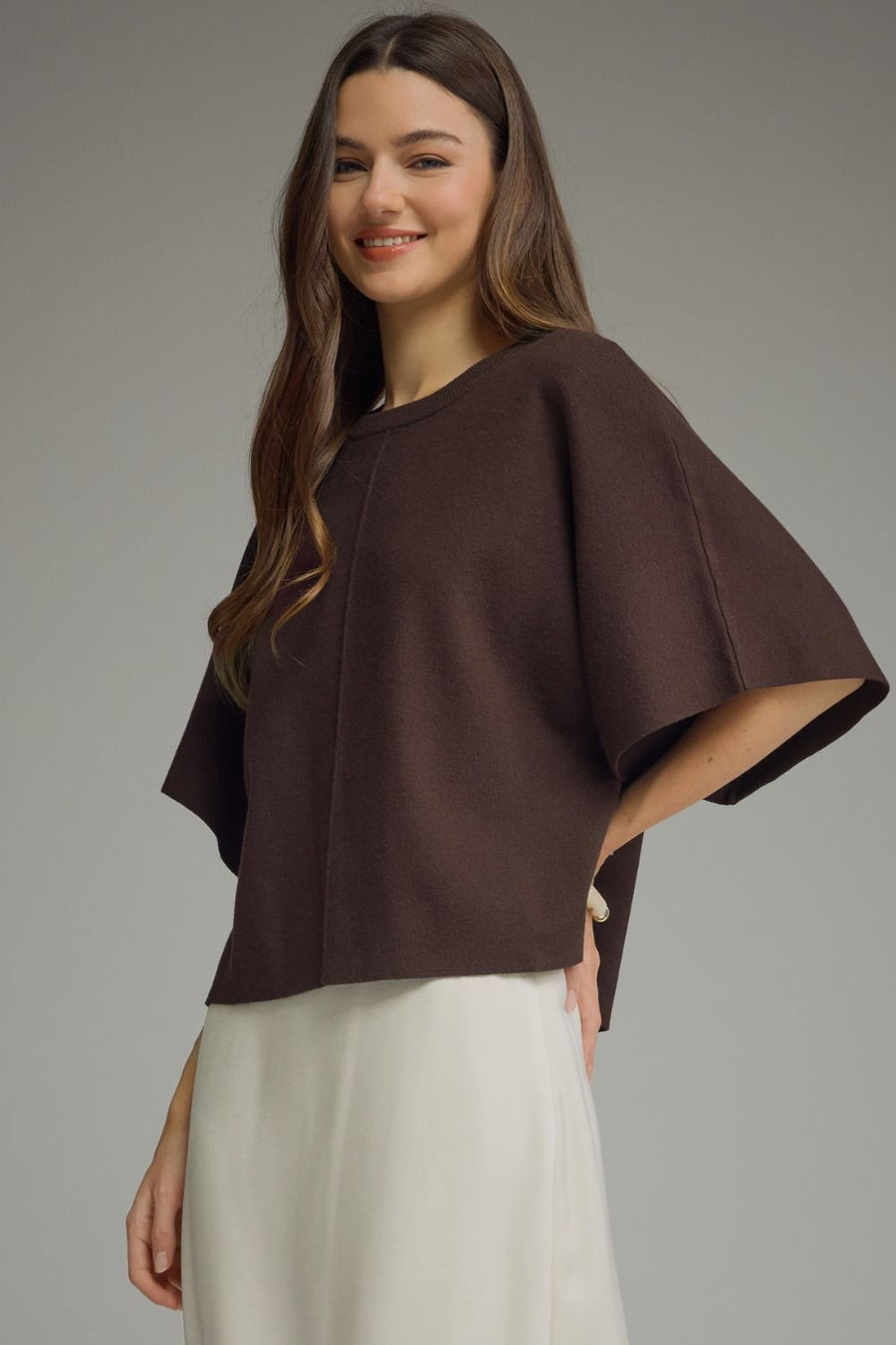 Kimber Kimono Half-Sleeve Sweater Knit Top