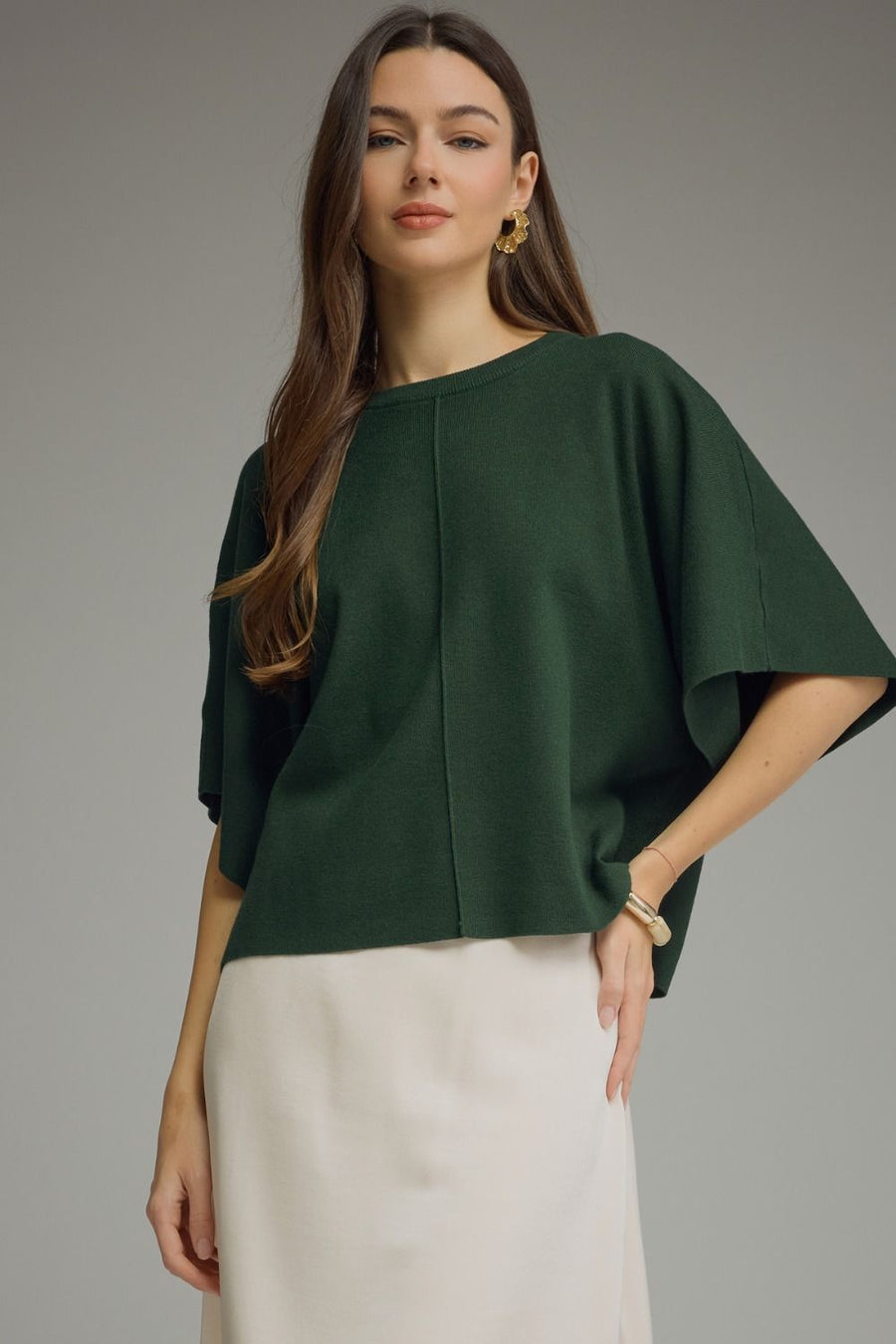 Kimber Kimono Half-Sleeve Sweater Knit Top