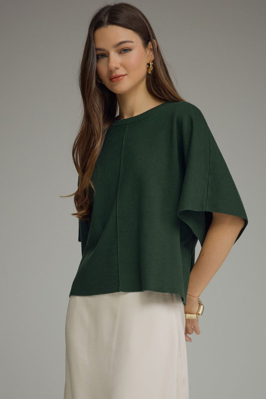 Kimber Kimono Half-Sleeve Sweater Knit Top