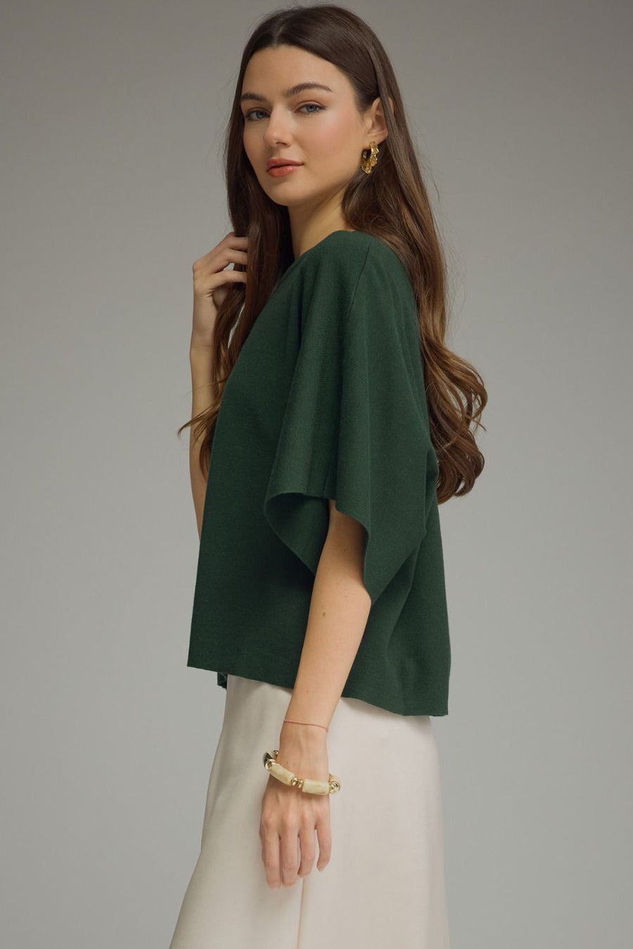 Kimber Kimono Half-Sleeve Sweater Knit Top