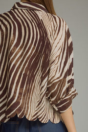 Ziggy Zebra Print Poncho Sleeve Button Front Top