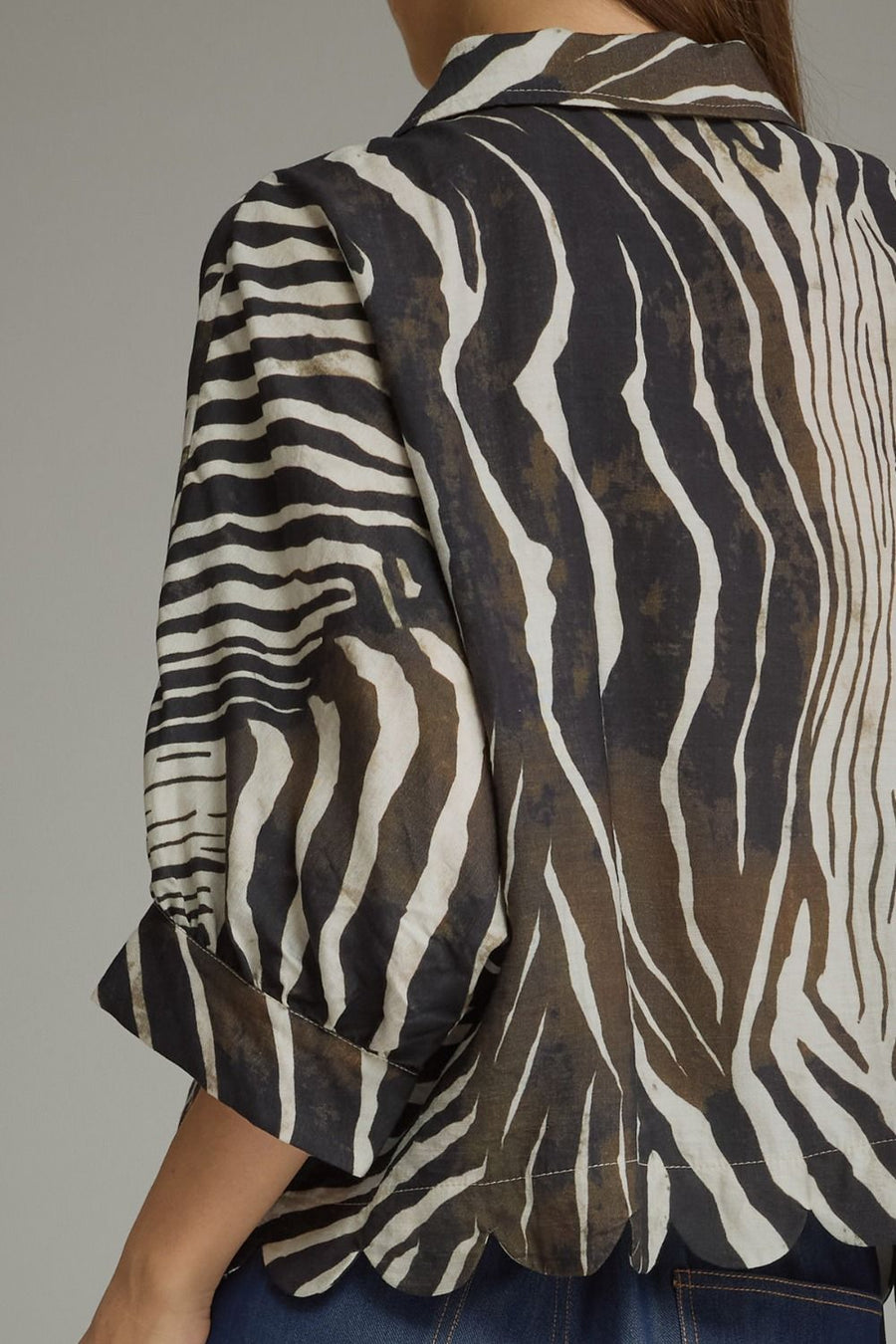 Ziggy Zebra Print Poncho Sleeve Button Front Top