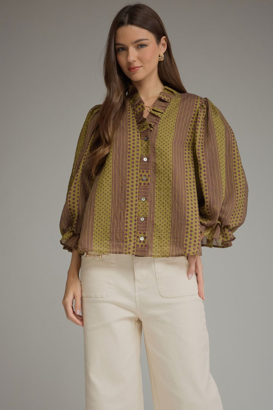 Maritza Polka Dot Stripe Top