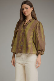 Maritza Polka Dot Stripe Top