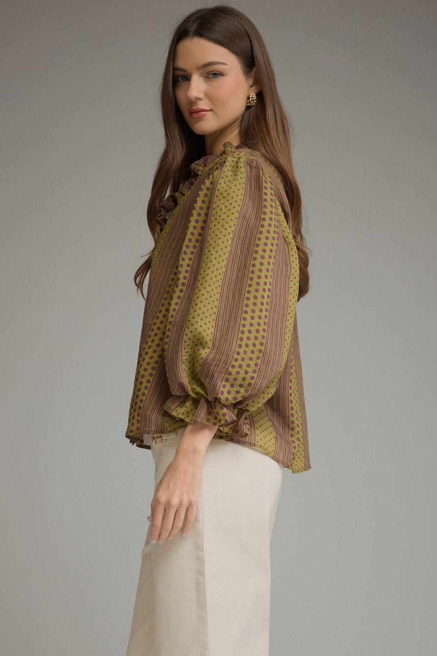 Maritza Polka Dot Stripe Top